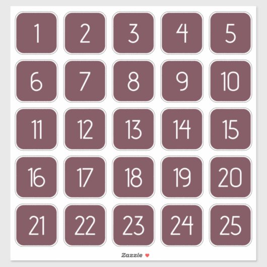 Burgundy Customizable Square Number Stickers (Vel)