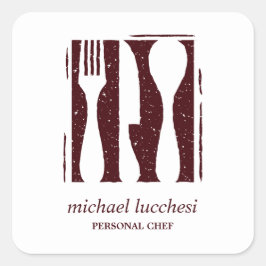 Burgundy Cutlery | Restaurants voor cateringproduc Vierkante Sticker