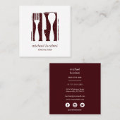 Burgundy Cutlery | Restaurants voor cateringproduc Vierkante Visitekaartje (Voorkant / Achterkant)
