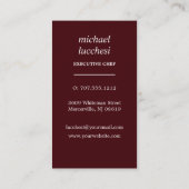 Burgundy Cutlery | Restaurants voor cateringproduc Visitekaartje (Achterkant)