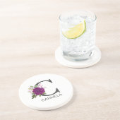 Burgundy Dahlia Floral Alphabet Letter Monogram  O Zandsteen Onderzetter (Zijkant)