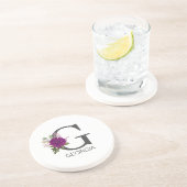 Burgundy Dahlia Floral Alphabet Letter Monogram   Zandsteen Onderzetter (Zijkant)