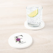 Burgundy Dahlia Floral Alphabet Letter Monogram   Zandsteen Onderzetter (Zijkant)