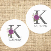 Burgundy Dahlia Floral Alphabet Letter Monogram Zandsteen Onderzetter