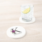 Burgundy Dahlia Floral Alphabet Letter Monogram Zandsteen Onderzetter (Zijkant)