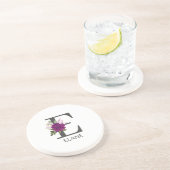 Burgundy Dahlia Floral Alphabet Letter Monogram Zandsteen Onderzetter (Zijkant)