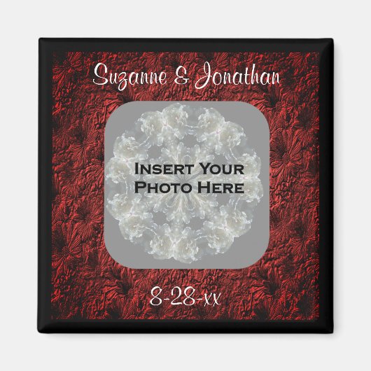 Burgundy Daisies Wedding Photo Personalized Magneet (Voorkant)