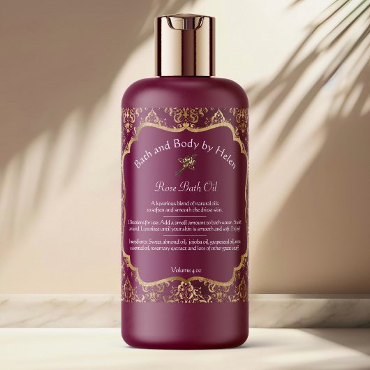 Burgundy damask & gold folie soap & cosmetica labe vierkante sticker