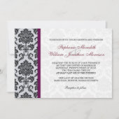 Burgundy Damask Monogram Uitnodiging (Voorkant)