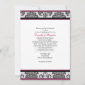 Burgundy Damask Monogram Weddenschap Kaart (Achterkant)
