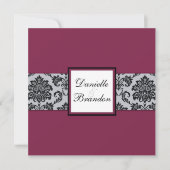 Burgundy Damask Monogram Weddenschap Kaart (Voorkant)