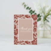 Burgundy damask patroon bedankt je kaart (Staand voorkant)