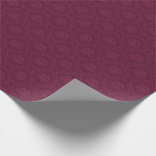Burgundy Damask Pattern Cadeaupapier (Hoek)
