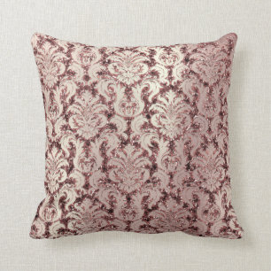 Burgundy Damask Pink Rose Gold Blush Sequin Pearl Kussen
