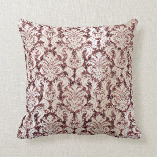 Burgundy Damask Pink Rose Gold Sequin Ivory Pearl Kussen
