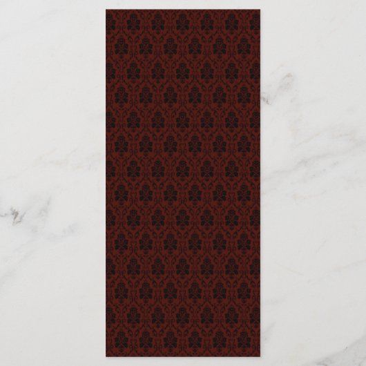 Burgundy Damask Roos Gold Trim WeddenMenu Menu (Achterkant)