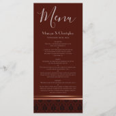 Burgundy Damask Roos Gold Trim WeddenMenu Menu (Voorkant)