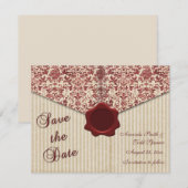 Burgundy Damask slaat de datum op Save The Date (Voorkant / Achterkant)