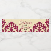  Burgundy Damask Waterfles Etiket (Enkel label)