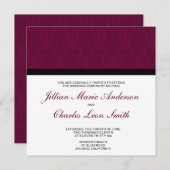 Burgundy Damask Wedding Invitations Kaart (Voorkant / Achterkant)