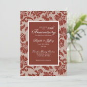 Burgundy damast jubileum uitnodiging (Staand voorkant)