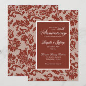 Burgundy damast jubileum uitnodiging (Voorkant / Achterkant)