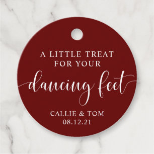 Burgundy Dancing Feet Flip Flop Wedding Favor Tag Bedankjes Labels