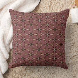 Burgundy Dandelion Seed Pattern met zwarte omtrek Kussen