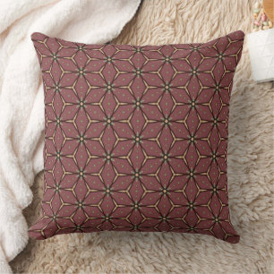 Burgundy Dandelion Seed Pattern met zwarte omtrek Kussen