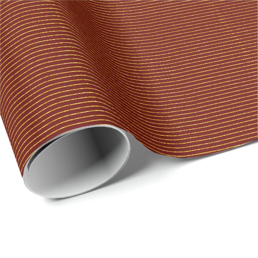Burgundy Dark Red Glittery Gold Stripes Lines Cute Cadeaupapier (Rol Hoek)