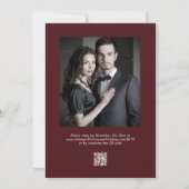 Burgundy Dark Red Plum White Gold Border Wedding Kaart (Achterkant)