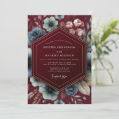 Burgundy Dark Romance Wedding Kaart (Staand voorkant)