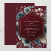 Burgundy Dark Romance Wedding Kaart (Voorkant / Achterkant)