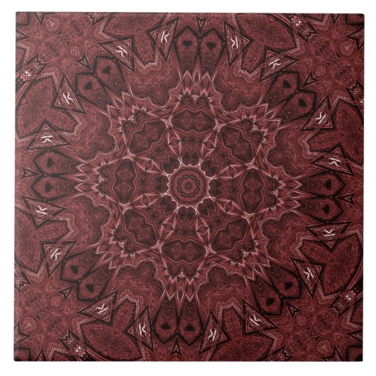 Burgundy Decorative Floral Ceramic Tegel Tegeltje (Voorkant)
