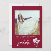 Burgundy deed het Afstuderen Fotouitnodiging Kaart (Achterkant)