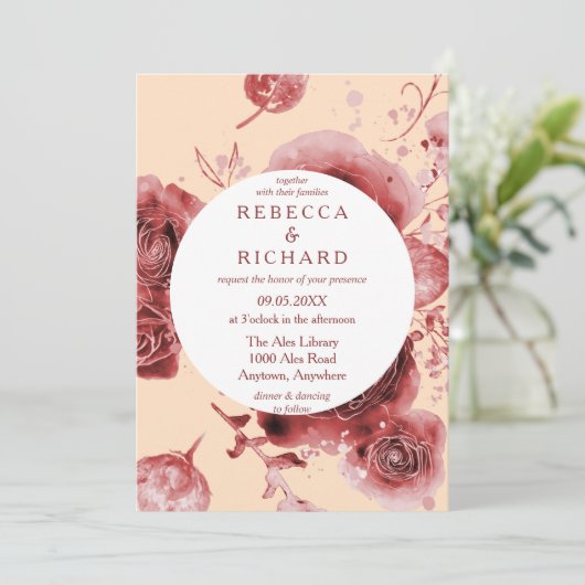 Burgundy Delight Wedding Kaart (Staand voorkant)