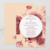 Burgundy Delight Wedding Kaart (Voorkant / Achterkant)