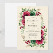 Burgundy Deluxe Winter Wedding Kaart (Voorkant / Achterkant)