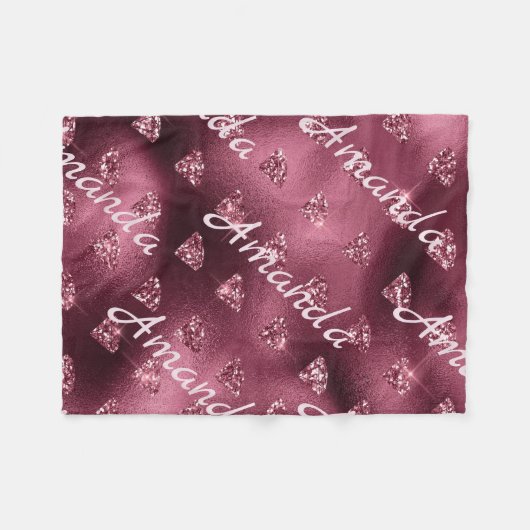 Burgundy Diamond Persoonlijk Fleece Deken (Voorkant (Horizontaal))