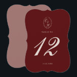 Burgundy Die-Cut Wedding Table Number Kaart<br><div class="desc">Burgundy Die-Cut Wedding Table Number in a sculpted scalloped shape — a statement detail for elegant fall and winter receptions. Inspired by Old Money aesthetic, Quiet Luxury, and Heritage Estate wedding style. Perfect for couples who love refined, elevated tablescapes. Style with velvet linens, candlelight centerpieces, and deep burgundy florals to...</div>