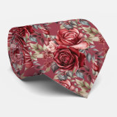 Burgundy Dieprode Rozen Blush Waterverf Herenstrop Stropdas (Opgerold)
