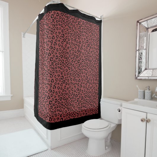 Burgundy Dierenprint Douchegordijn (In situ)