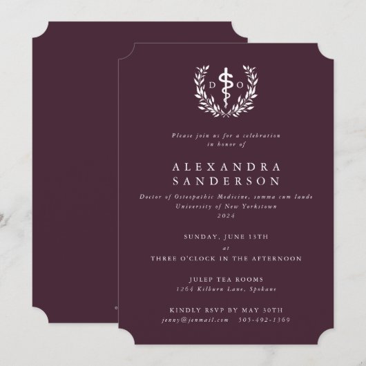 Burgundy Doctor in de osteopathische geneeskunde A Kaart (Voorkant / Achterkant)