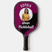 Burgundy Donkerrood Aangepaste Foto & Naam Modern Pickleball Paddle (Achterkant)