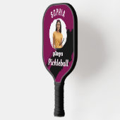Burgundy Donkerrood Aangepaste Foto & Naam Modern Pickleball Paddle (Links)