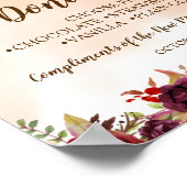 Burgundy Donut Bar Bruiloft Feest Bruidspaar Bord Poster (Hoek)