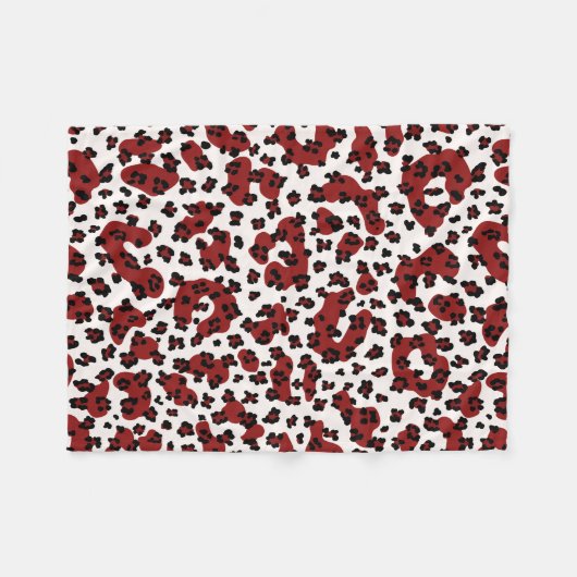 Burgundy Double Scale Leopard Print Fleece Deken (Voorkant (Horizontaal))