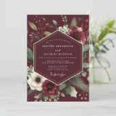 Burgundy Dramatic Anemone Wedding Kaart (Staand voorkant)