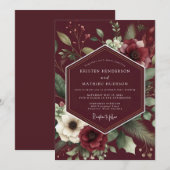 Burgundy Dramatic Anemone Wedding Kaart (Voorkant / Achterkant)