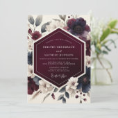 Burgundy Dramatic Autumnal Wedding Kaart (Staand voorkant)